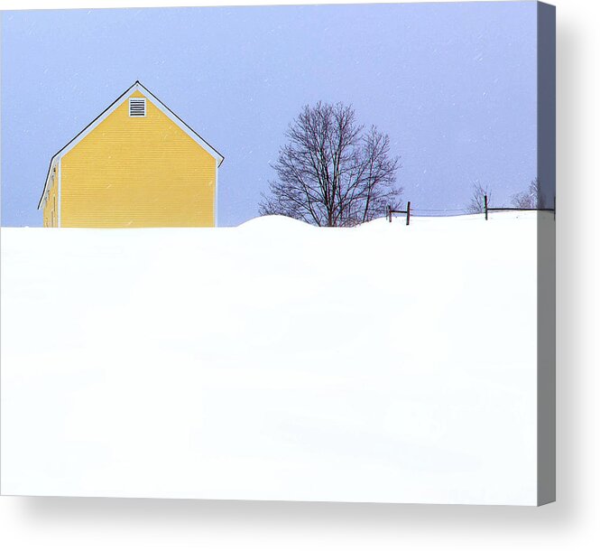 Yellow Barn Acrylic Print featuring the photograph Yellow Barn in Snow by John Vose