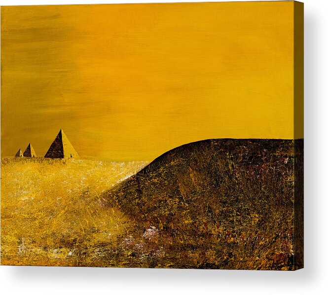 Science Fiction Acrylic Print featuring the painting Yellow Pyramid by Mayhem Mediums