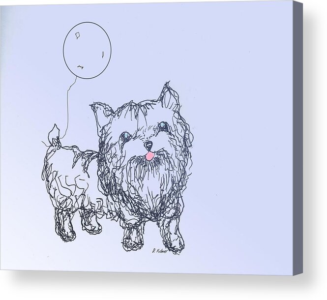 Dog Acrylic Print featuring the drawing Yorkie by Denise F Fulmer