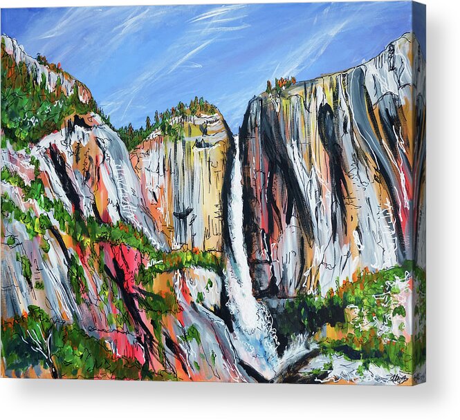  Landscapes Acrylic Print featuring the painting Yosemite Falls by Laura Hol