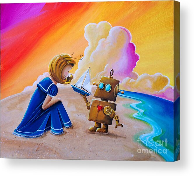 Robot Acrylic Print featuring the painting You Can Be Captain by Cindy Thornton
