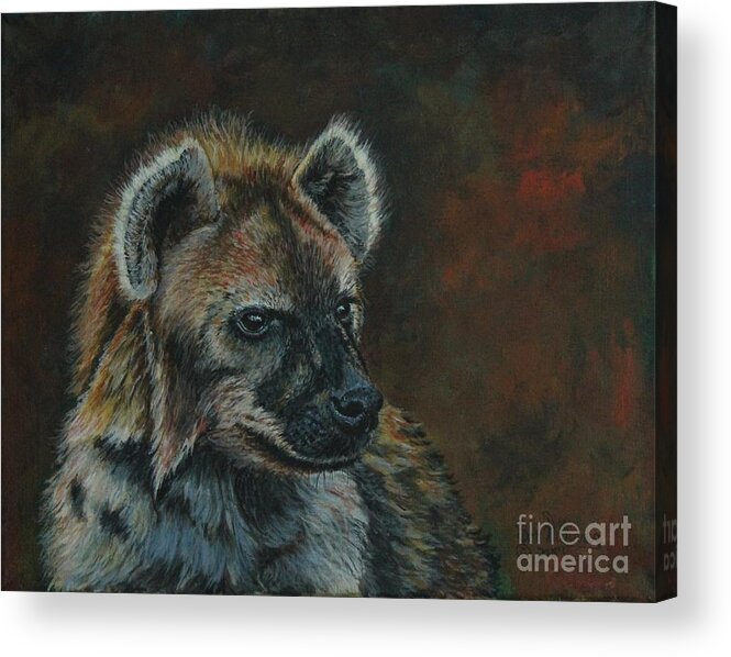 Hyena Acrylic Print featuring the painting You Don't See Me Laughing......Hyena by Bob Williams