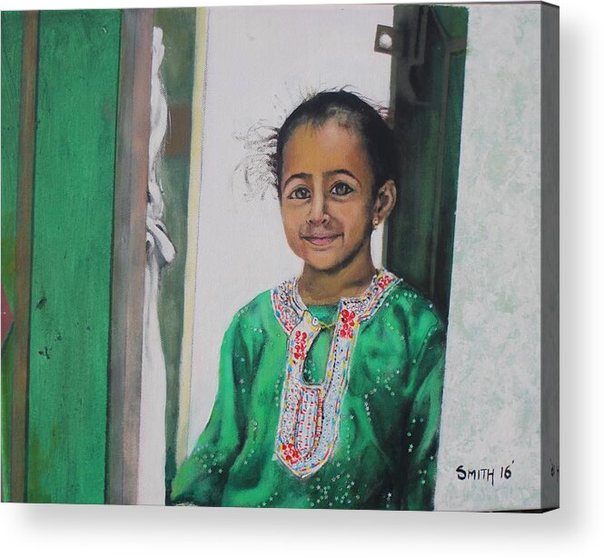 Portrait Acrylic Print featuring the painting Young Girl by Tom Smith