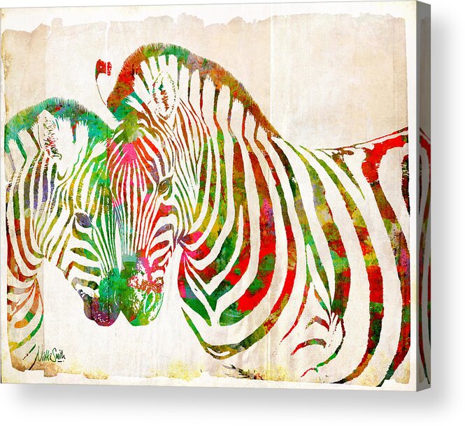 Zebra Acrylic Print featuring the digital art Zebra Lovin by Nikki Smith