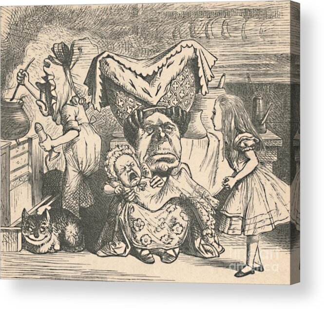 Ugliness Acrylic Print featuring the drawing Alice, The Duchess, And The Baby, 1889 #1 by Print Collector