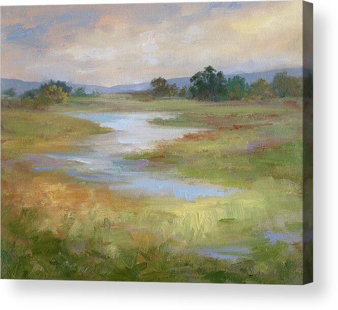 Landscapes Acrylic Print featuring the painting Hidden Meadow #1 by Sheila Finch