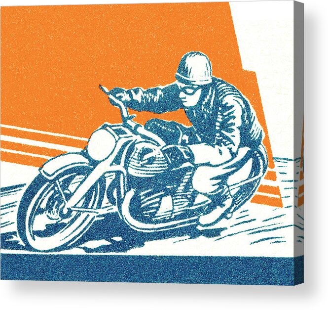 Adult Acrylic Print featuring the drawing Motorcyclist #1 by CSA Images