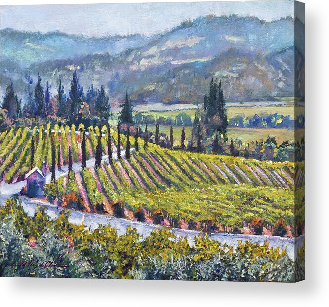 Landscape Acrylic Print featuring the painting Napa Valley Vineyards #2 by David Lloyd Glover