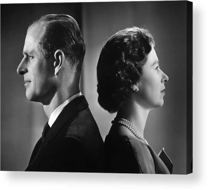 1950-1959 Acrylic Print featuring the photograph Queen Elizabeth II And Prince Philip #1 by Michael Ochs Archives