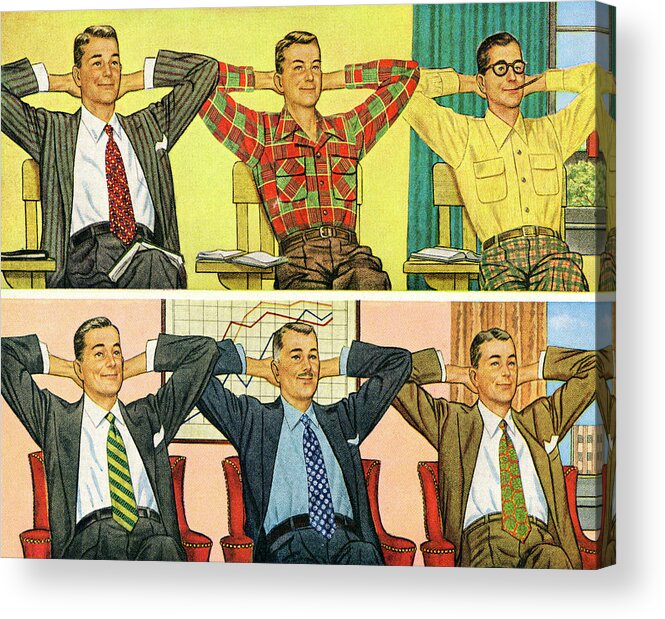 Accessories Acrylic Print featuring the drawing Schoolmates to Businessmen #1 by CSA Images