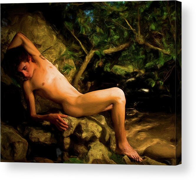 Sleeping Endymion Acrylic Print featuring the painting Sleeping Endymion by Troy Caperton