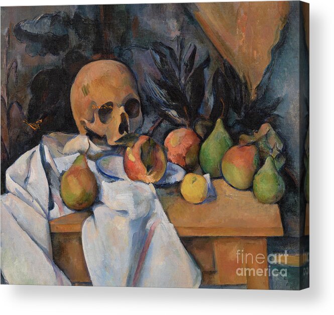 Vanitas Acrylic Print featuring the painting Still Life with Skull by Paul Cezanne
