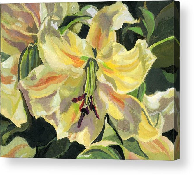 Yellow Lily Acrylic Print featuring the painting Yellow Lily #1 by Alfred Ng