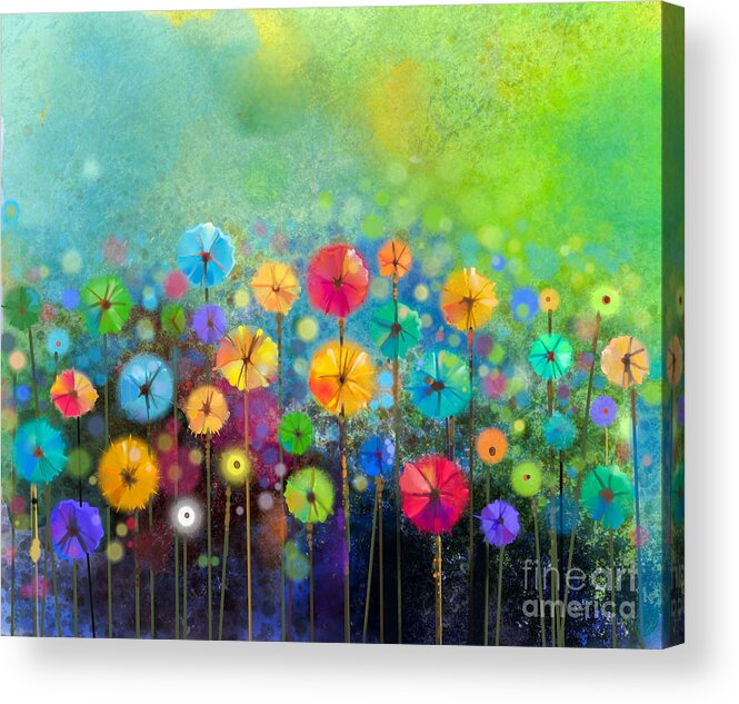 Beauty Acrylic Print featuring the digital art Abstract Floral Watercolor Painting by Pluie r