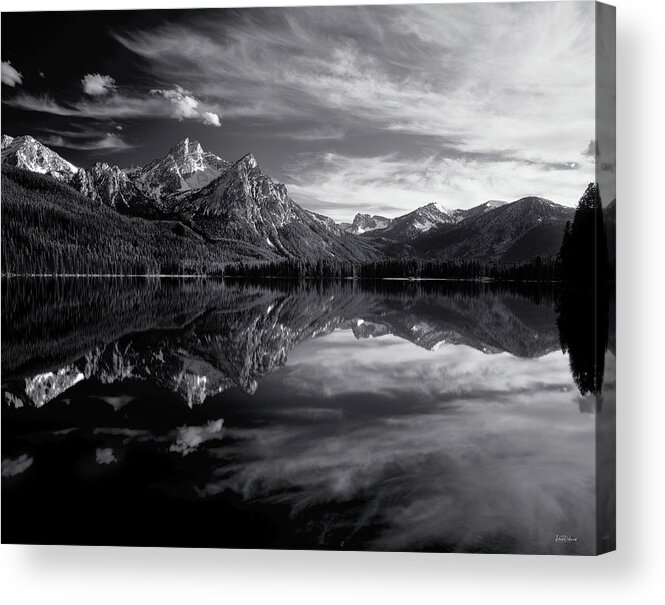 Black And White Acrylic Print featuring the photograph Stanley Lake #1 by Leland D Howard