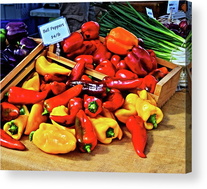 Bell Peppers Acrylic Print featuring the photograph 2019 Monona Farmers' Market Septembers Peppers 1 by Janis Senungetuk