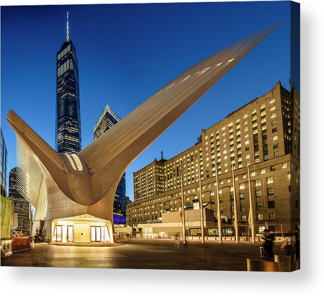 Estock Acrylic Print featuring the digital art Calatrava Bldg & Freedom Tower #3 by Antonino Bartuccio