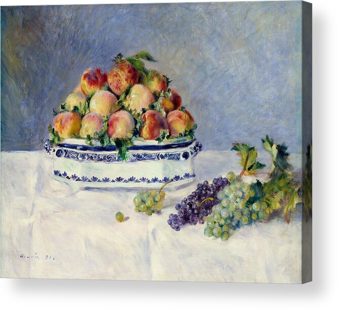 Botanical Acrylic Print featuring the painting Still Life With Peaches And Grapes #6 by Auguste Renoir