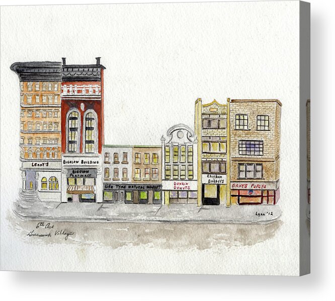 Greenwich Village Acrylic Print featuring the painting A Greenwich Village Streetscape by Afinelyne