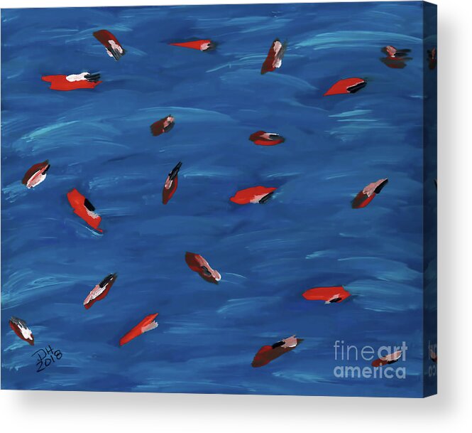 Fish Acrylic Print featuring the painting Abstract Koi Pond by D Hackett