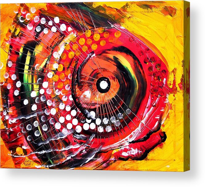 Fish Acrylic Print featuring the painting Abstract Lion Fish by J Vincent Scarpace