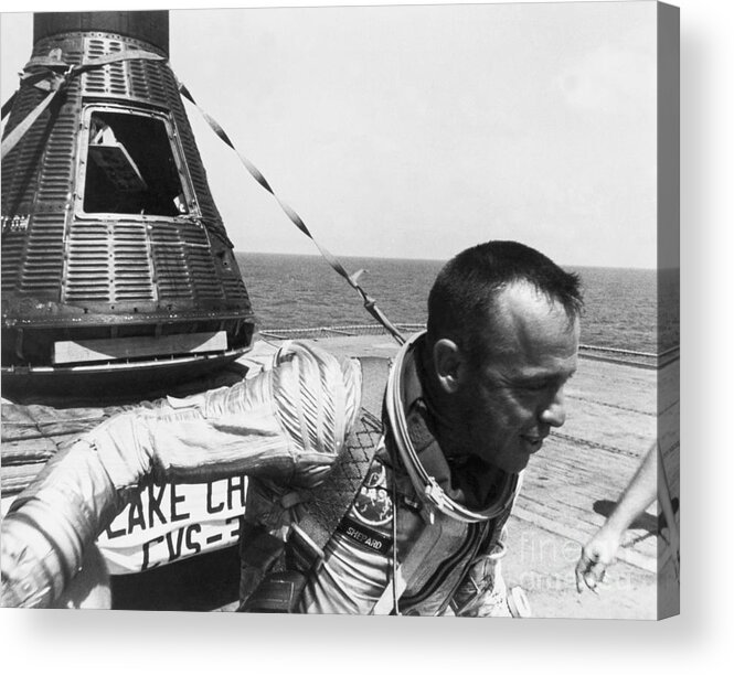 People Acrylic Print featuring the photograph Alan Shepard With The Freedom 7 Space by Bettmann