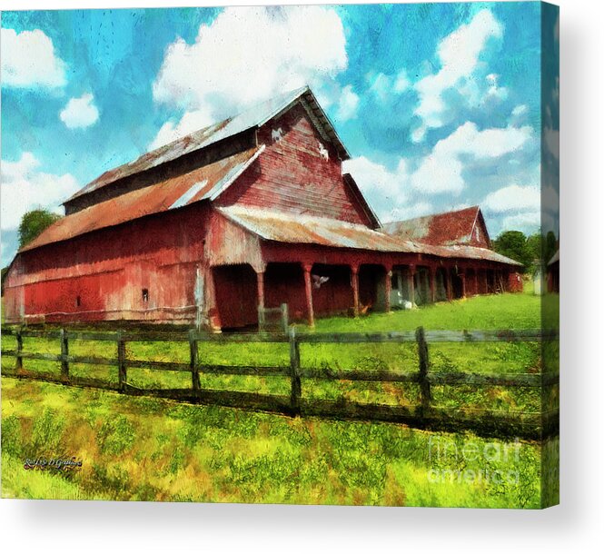  Acrylic Print featuring the digital art Along the Rural Road Old Barn in Tennessee III by Rhonda Strickland