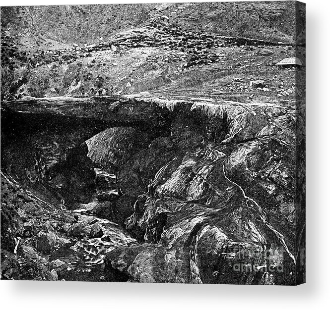 Engraving Acrylic Print featuring the drawing An Inca Bridge, Peru, 1895 by Print Collector