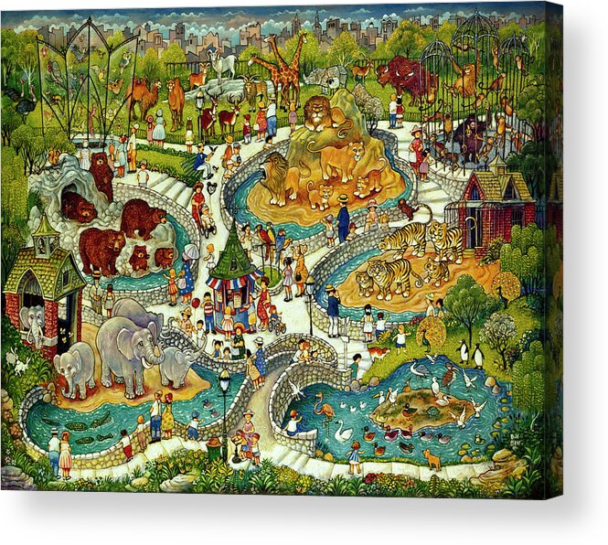 At The Zoo Acrylic Print featuring the painting At The Zoo by Bill Bell