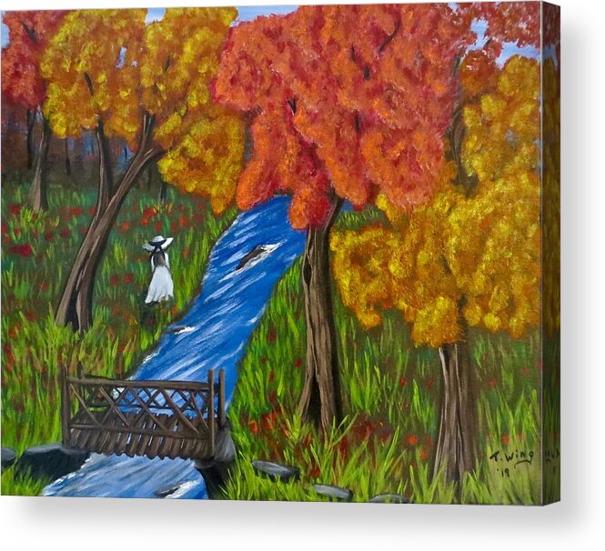 Landscape Acrylic Print featuring the painting Autumn Stroll by Teresa Wing