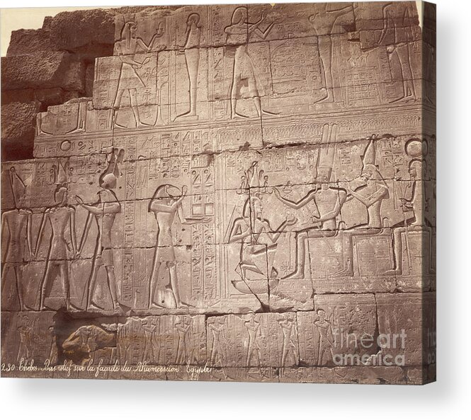Egypt Acrylic Print featuring the photograph Bas-relief On The Facade Of Ramses Tomb by Bettmann