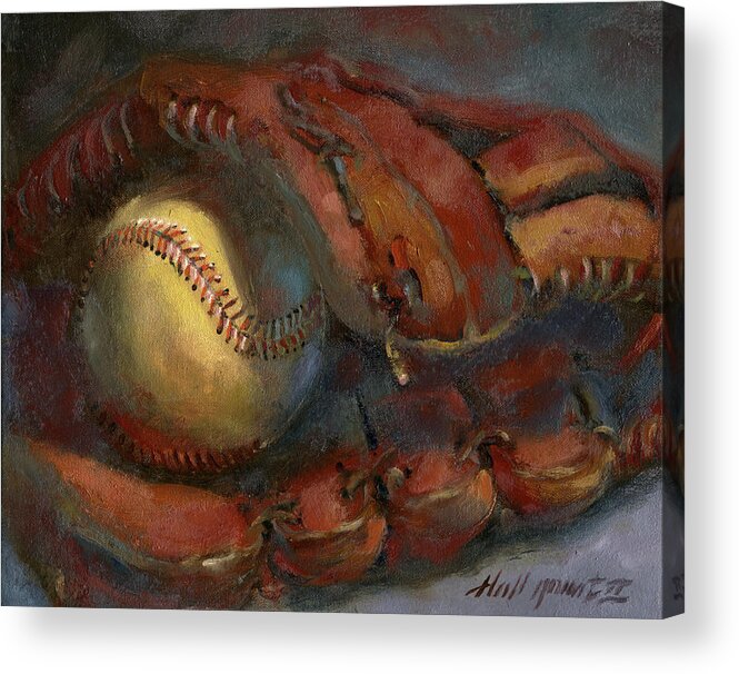 Athletic Equipment
Baseball Acrylic Print featuring the painting Baseball And Mitt by Hall Groat Ii