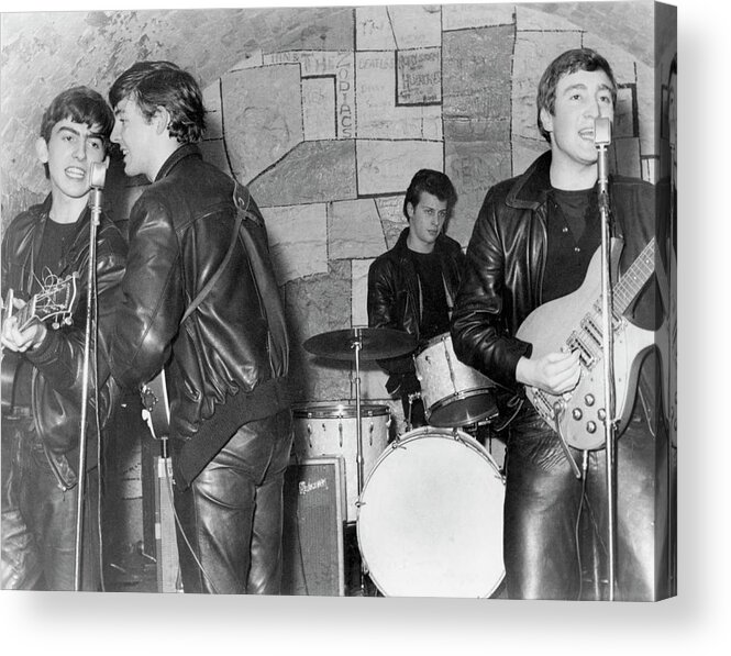 Rock Music Acrylic Print featuring the photograph Beatles Performing At The Cavern Club by Michael Ochs Archives