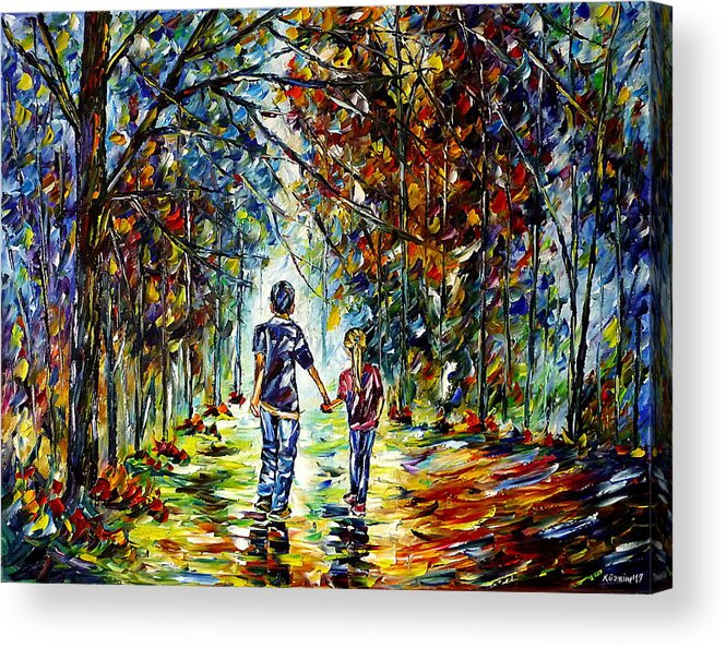 Children In The Nature Acrylic Print featuring the painting Big Brother by Mirek Kuzniar