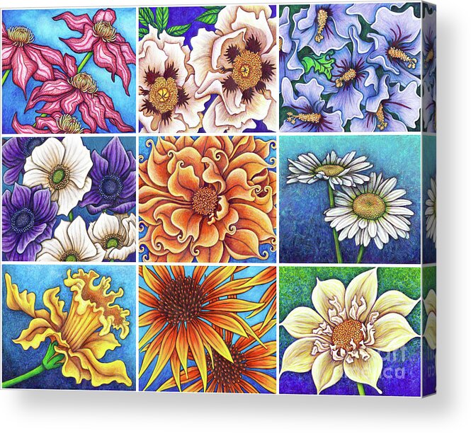 Garden Acrylic Print featuring the painting Blue Garden Patchwork 2 by Amy E Fraser