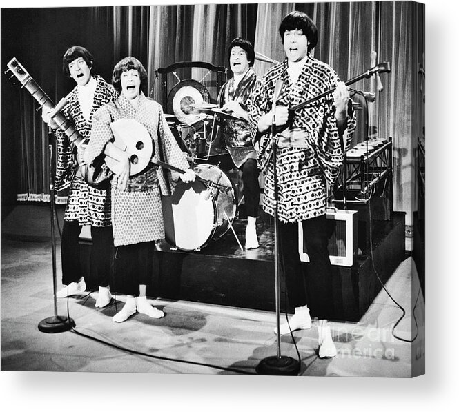 Singer Acrylic Print featuring the photograph Bob Hope And Company Parody The Beatles by Bettmann