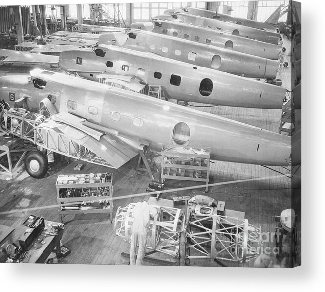 People Acrylic Print featuring the photograph Boeing Assembly Floor by Bettmann