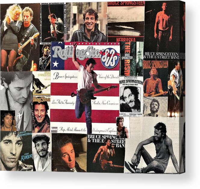 Collage Acrylic Print featuring the digital art Bruce Springsteen Collage 1 by Doug Siegel