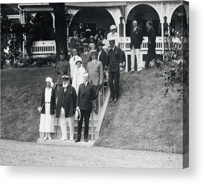 People Acrylic Print featuring the photograph Calvin Coolidge With Wife And Others by Bettmann