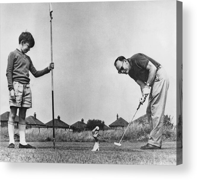 Child Acrylic Print featuring the photograph Candid Camera Golf Stunt by Express