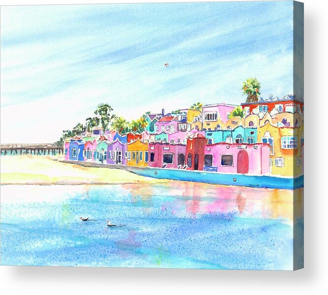 Capitola Acrylic Print featuring the painting Capitola California Colorful Houses by Carlin Blahnik CarlinArtWatercolor