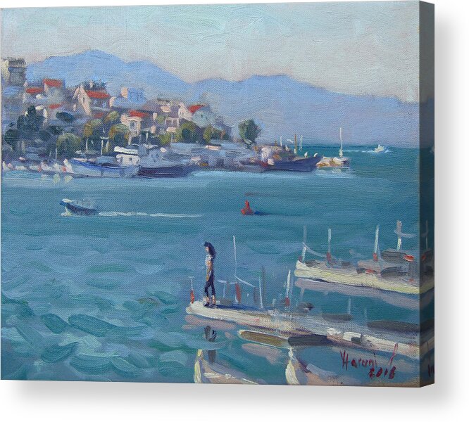 Chalkida Acrylic Print featuring the painting Chalkida Athens Greece by Ylli Haruni