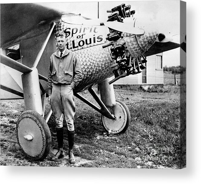 New Jersey Acrylic Print featuring the photograph Charles Lindbergh Alongside The Spirit by New York Daily News Archive