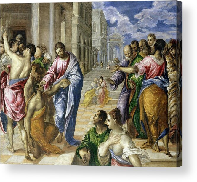 Renaissance Acrylic Print featuring the painting Christ Healing The Blind by El Greco (domenikos Theotokopoulos)