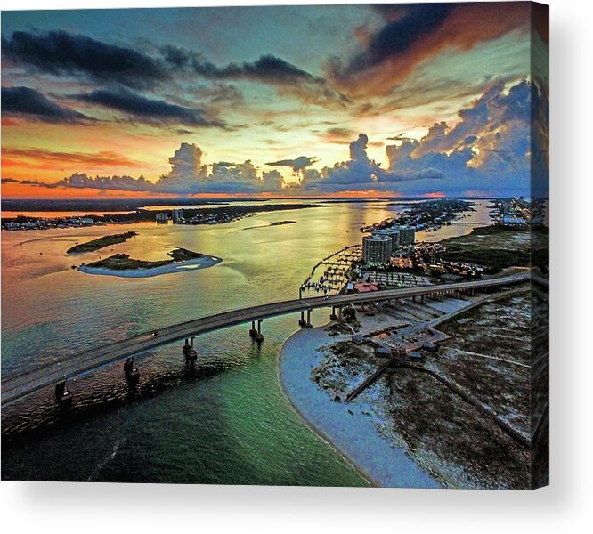 Alabama Acrylic Print featuring the photograph Clouds and Storms at Sunrise at Perdido Beach Pass by Michael Thomas
