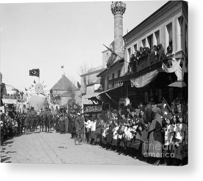 Crowd Of People Acrylic Print featuring the photograph Crowds On Street To Greet Pasha by Bettmann