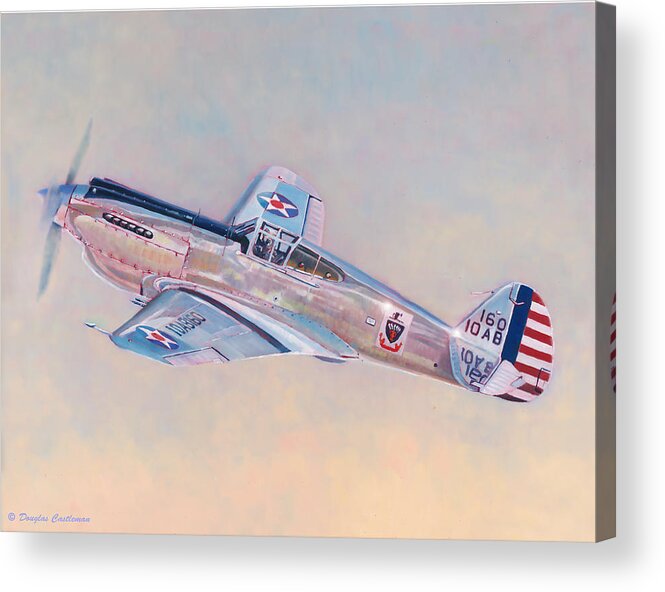 Aviation Acrylic Print featuring the painting Curtiss P-40C Warhawk by Douglas Castleman