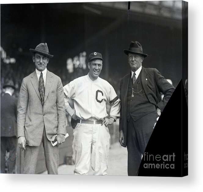 Three Quarter Length Acrylic Print featuring the photograph Cy Young, Napoleon Lajoie And Tris by Bettmann