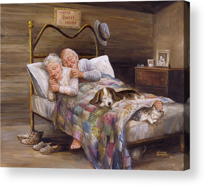 Elderly Couple Acrylic Print featuring the painting Dd_146 by Dianne Dengel