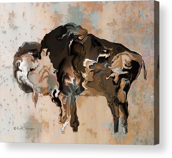 Bison Acrylic Print featuring the digital art Montana Bison 6D by Kae Cheatham